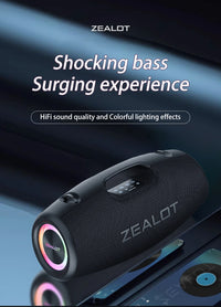 Haut-parleurs sans fil Zealot S78 100W, technologie DSP, lumière de rêve, haut-parleur de subwoofer portable extérieur, double appairage, 24000mAh.