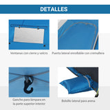 Tente de plage pop-up Outsunny avec 2 portes 2 fenêtres 220X173X120 cm Bleu