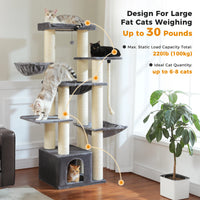 Gros arbre à chat pour chats de grande taille tour à chat robuste avec plusieurs niveaux maison à chat arbre d'escalade avec hamac 11 poteaux en Sisal grand perche