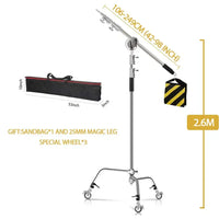 SH-Support d'éclairage RapDuty C en acier inoxydable, support de photographie, bras de maintien, 260cm, 107cm, recommandé Max, liquimanquer, un cadeau