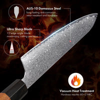 Couteau de chef japonais TURWHO forgé à la main, en acier damassé, couteau de cuisine Santoku, couteau à sashimi, couteau à pain, outil de cuisine utilitaire à lame artisanale
