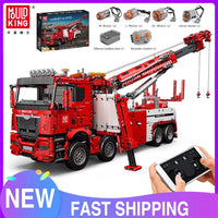 MOLD KING 17028 Voiture technique jouet APP&RC Camion de pompiers motorisé à assembler, modèle réduit en briques de construction, cadeau de Noël pour enfants