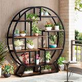 Bibliothèque, bibliothèque ronde Etagere, étagère à livres industrielle en bois de 63 pouces avec étagères décalées, salon