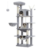Grand arbre à chat pour grands chats d'intérieur, tour de chat haute pour gros chats avec hamac super grand, arbres grimpant pour chats avec tire à gratter