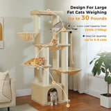 Gros arbre à chat pour chats de grande taille tour à chat robuste avec plusieurs niveaux maison à chat arbre d'escalade avec hamac 11 poteaux en Sisal grand perche