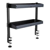 Étagère de bureau à pince, organisateur d'étagères d'angle à 2 niveaux, au-dessus ou sous la table, noir