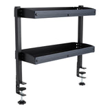 Étagère de bureau à pince, organisateur d'étagères d'angle à 2 niveaux, au-dessus ou sous la table, noir