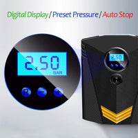 Gonfleur de pneus numérique portable 12 volts CC pour voiture, compresseur d'air 150 PSI pour voitures, motos et vélos