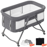 Lit de voyage Baby Grab-and-go avec matelas et roues silencieuses, berceau à bascule convertible, XYT-001