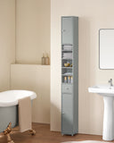 Armoire de salle de bain haute SoBuy BZR34 à 5 compartiments, 1 tiroir et portes, blanche, dimensions approximatives : 20 x 180 x 20 cm.