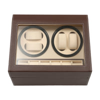 Présentoir de rangement 4 + 6, remontoir de montre en bois et cuir à Rotation automatique avec oreiller, boîte de luxe noir/marron