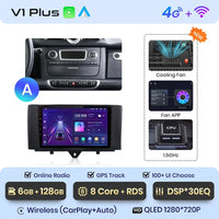 Autoradio Junsun sans fil CarPlay Android Auto pour Smart Fortwo 451 (2005-2015) - Systèmes intelligents pour voiture - RDS, Bluetooth, DSP - Format 2 DIN