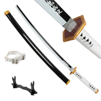 Katana Demon Slayer 41 pouces/104 cm (Tsuyuri Kanao Sanemi Giyuu) en bois bleu, jouet, épée, accessoire de jeu de rôle, personnage, arme
