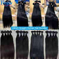 YOCYTU 20 20 20 Pouces Tissage Cheveux Humains 1/3/4 PCS Lot de Tissage Cheveux Humain 12A Tissage Naturel Brésilien Haut Qualité Meche Tissage Humain Hair Raw Hair Bundles 100% Human Hair Livraison 3 Jours France