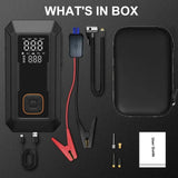 Démarreur de voiture 5 en 1 avec compresseur d'air, booster de batterie auto 1500 A, pompe à air 150 PSI, batterie externe portable et gonfleur de pneus