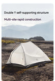 Tente de camping ultralégère Naturehike Cloud Up Pro pour 2 personnes, 3 saisons, moustiquaire 20D, portable, pour la randonnée et les voyages en plein air, avec tapis de sol.