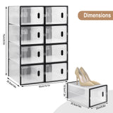 Organisateur de rangement à chaussures noir transparent, 8/12/18 pièces, armoire à chaussures pliable et empilable avec porte magnétique