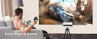 Projecteur Bluetooth HAPPRUN natif 1080P, projecteur de films extérieur portable Full HD avec haut-parleur intégré, avec HDMI, USB, AV