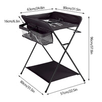 Table à langer pliable pour bébé, avec étagères de rangement, coussin avec échelle de hauteur, grande Table à langer 80x63cm