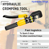 Pince à sertir hydraulique 4-70 mm² YQK-70 Pression 8T Outils hydrauliques domestiques Pince hydraulique Bricolage Pince à sertir les cosses de câbles