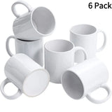 HTVRONT Lot de 6 tasses à sublimation de 11 OZ, ensemble vierge, gobelets classiques avec poignées pour Latte, bricolage, cadeau pour papier à sublimation