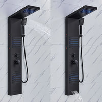 Panneau de douche LED noir, système de tour, cascade de pluie, colonne de douche, Massage hydroélectricité, corps Spa, bain-douche, mélangeur de robinet