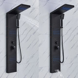 Panneau de douche LED noir, système de tour, cascade de pluie, colonne de douche, Massage hydroélectricité, corps Spa, bain-douche, mélangeur de robinet