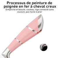 Ensemble de 9 couteaux de cuisine ZENG en acier inoxydable à manche creux, comprenant un couteau à viande tranchant, des ciseaux, un couteau à pain et un épluche-fruits.