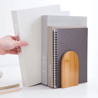 Serre-livres en bois massif bambou et noyer, design minimaliste et robuste
