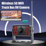 ESSGOO Caméra de Recul Sans Fil 5G WIFI pour Téléphone Android iPhone Voiture IP67 Étanche Angle Large de 120° 1080P pour Camion, Remorque, Camping-Car, Van