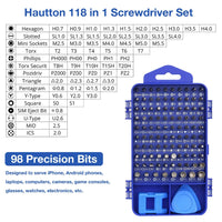 Kit de tournevis magnétique professionnel de précision 122 pièces avec embouts en acier CR-V et pointes magnétiques pour réparations de bricolage
