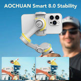 AOCHUAN – stabilisateur de cardan intelligent X2 à 3 axes, pour iPhone et Smartphone Android, avec pôle d'extension intégré, affichage LED