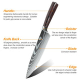 Coffret cadeau de 8/10 couteaux de cuisine MDHAND, couteau de chef à motif damassé laser, en acier inoxydable à haute teneur en carbone, couteau à fruits tranchant