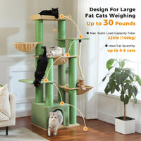 Gros arbre à chat pour chats de grande taille tour à chat robuste avec plusieurs niveaux maison à chat arbre d'escalade avec hamac 11 poteaux en Sisal grand perche