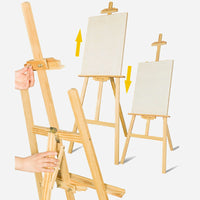 Chevalet d'atelier professionnel de 150 cm, en pin massif, pliable et réglable, support en forme de A pour l'exposition d'œuvres d'art et d'artisanat.