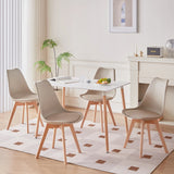 Un ensemble de 6 chaises de salle à manger médiévales nordiques, siège rembourré en PU, pieds en bois de hêtre, chaises de bureau pour salle à manger, chambre à coucher, balcon, Restaurant