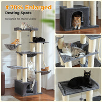 Gros arbre à chat pour chats de grande taille tour à chat robuste avec plusieurs niveaux maison à chat arbre d'escalade avec hamac 11 poteaux en Sisal grand perche