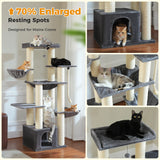 Gros arbre à chat pour chats de grande taille tour à chat robuste avec plusieurs niveaux maison à chat arbre d'escalade avec hamac 11 poteaux en Sisal grand perche