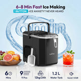 Machine à glaçons Loefme Desktop entièrement automatique en forme de balle, 12 kg/24 h, production de glace rapide, idéale pour un usage domestique, nettoyage automatique.