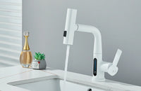 Robinet de lavabo à affichage numérique de température de cascade, pulvérisateur à jet de levage vers le bas, mélangeur d'évier d'eau chaude et froide, robinet de lavage pour salle de bains