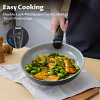 Batterie de cuisine à induction Bezia avec revêtement céramique sain, casseroles et poêles antiadhésives, ensemble 13 pièces avec poignées détachables