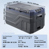SucceBuy Réfrigérateur de voiture congélateur portable double zone réfrigérateur de voiture réfrigérateur gamme réglable 12/24 V DC et un congélateur à compresseur