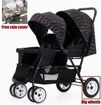 STOCK ue poussettes jumeaux Double enfants deux sièges poussettes chariot pliable vente en gros bébé poussette sièges avant et arrière