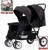 STOCK ue poussettes jumeaux Double enfants deux sièges poussettes chariot pliable vente en gros bébé poussette sièges avant et arrière