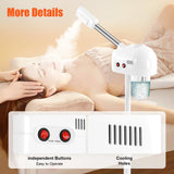 Vaporisateur facial à l'ozone 750 ml, hauteur réglable, rotation à 360°, appareil de soin du visage mobile pour salon de beauté et spa, blanc/noir