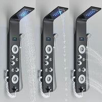 Robinet de douche à lumière LED noire, salle de bains, SPA, Jet de Massage, système de colonne de douche, cascade, panneau de douche de pluie, robinet pulvérisateur de Bidet