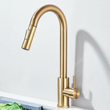 Robinet d'évier de cuisine extractible, deux fonctions, mitigeur d'eau chaude et froide à poignée unique, monté sur le pont
