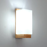 Applique murale d'intérieur en bois, lampe murale moderne E27 au design minimaliste, abat-jour en verre, idéale pour chambre, salon, couloir ou café.
