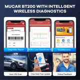 MUCAR BT200/BT200 Pro OBD2 Outil de diagnostic Bluetooth Diagnostic complet du système, réinitialisation de l'huile SAS 15 Scanner OBD 2 pour tous les véhicules Lecteur de codes