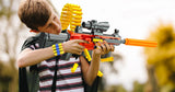 Pistolet jouet VATOS Blaster pour enfants, mode lancer de cartouches, mode tir en chaîne, chargeur 24 fléchettes, manuel, pistolet en mousse, jeu de tir pour garçons de 6 à 8 ans